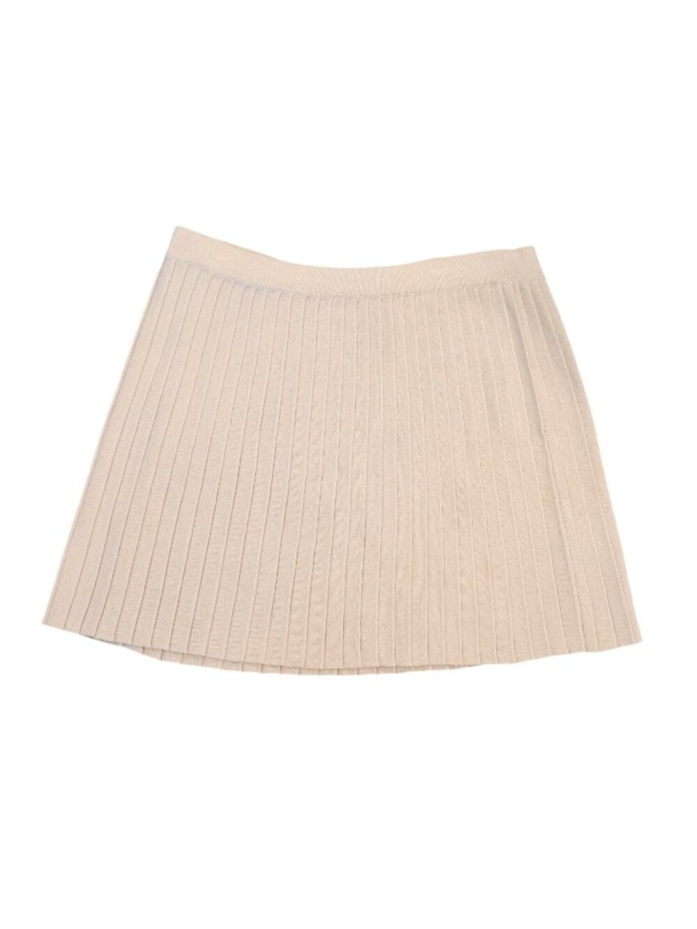 St. John Collection Beige Knit Pleated Mini Skirt, Size 6